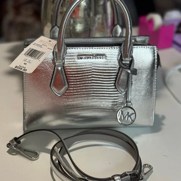 Michael Kors Silver Satchel with Modern Metallic Finish - Picture 4 of 6